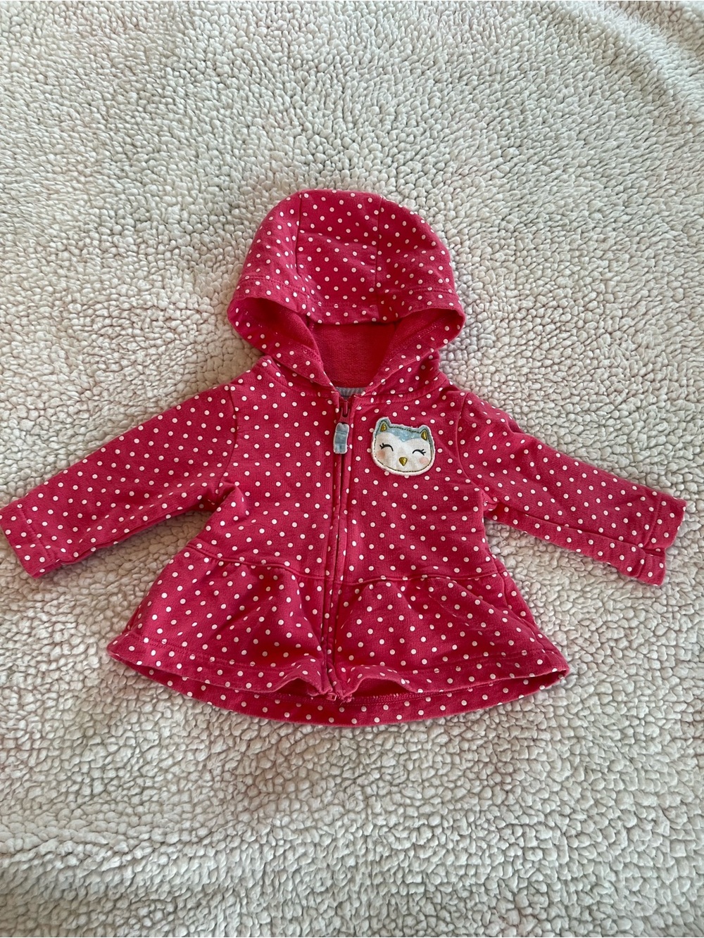 Carter's Red Polka Dot Hooded Jacket with Cat Patch